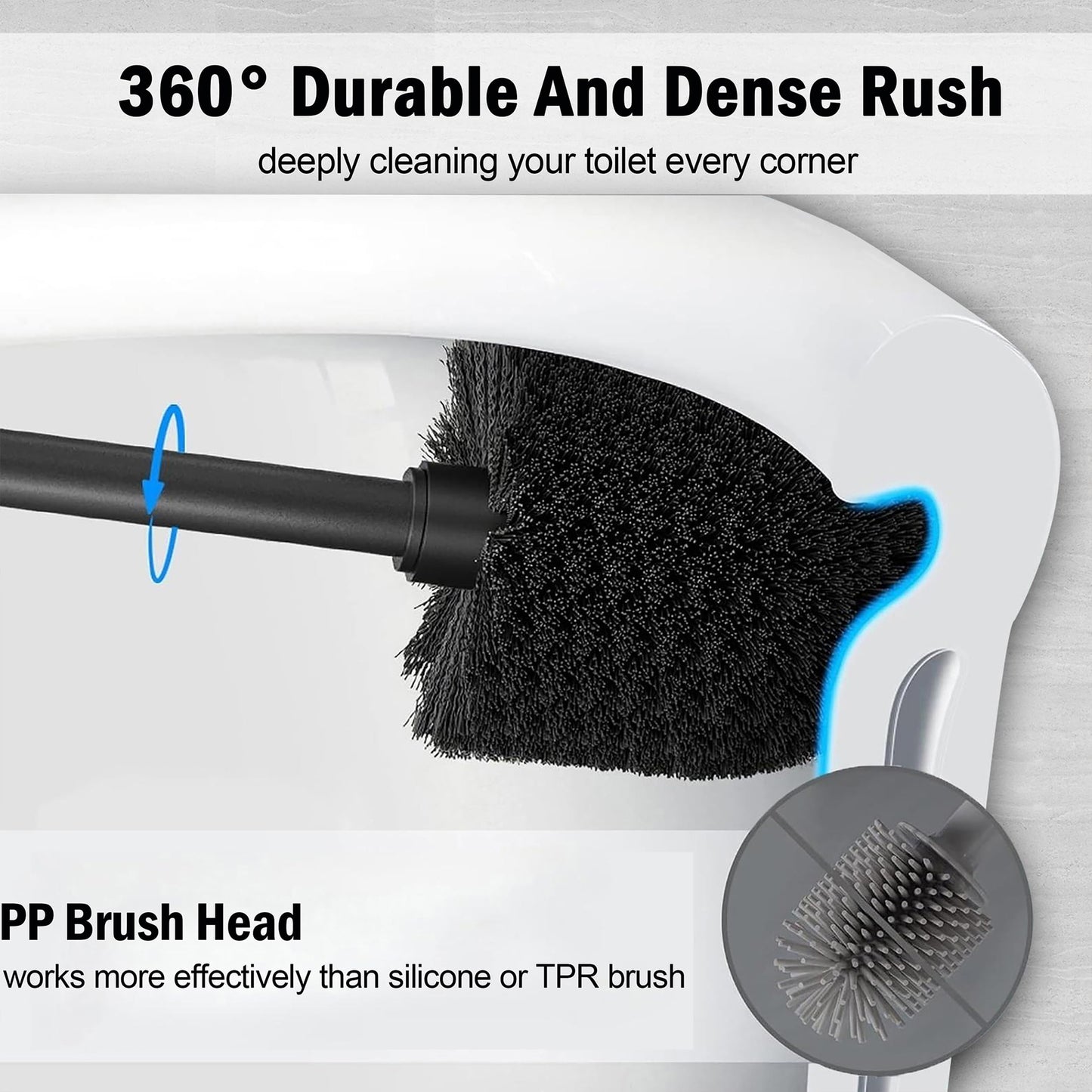 Vince Camuto Toilet Bowl Brush with Holder, Durable Bathroom Cleaning Tool, Modern Design for Easy Toilet Maintenance, Bathroom Cleaner Brush