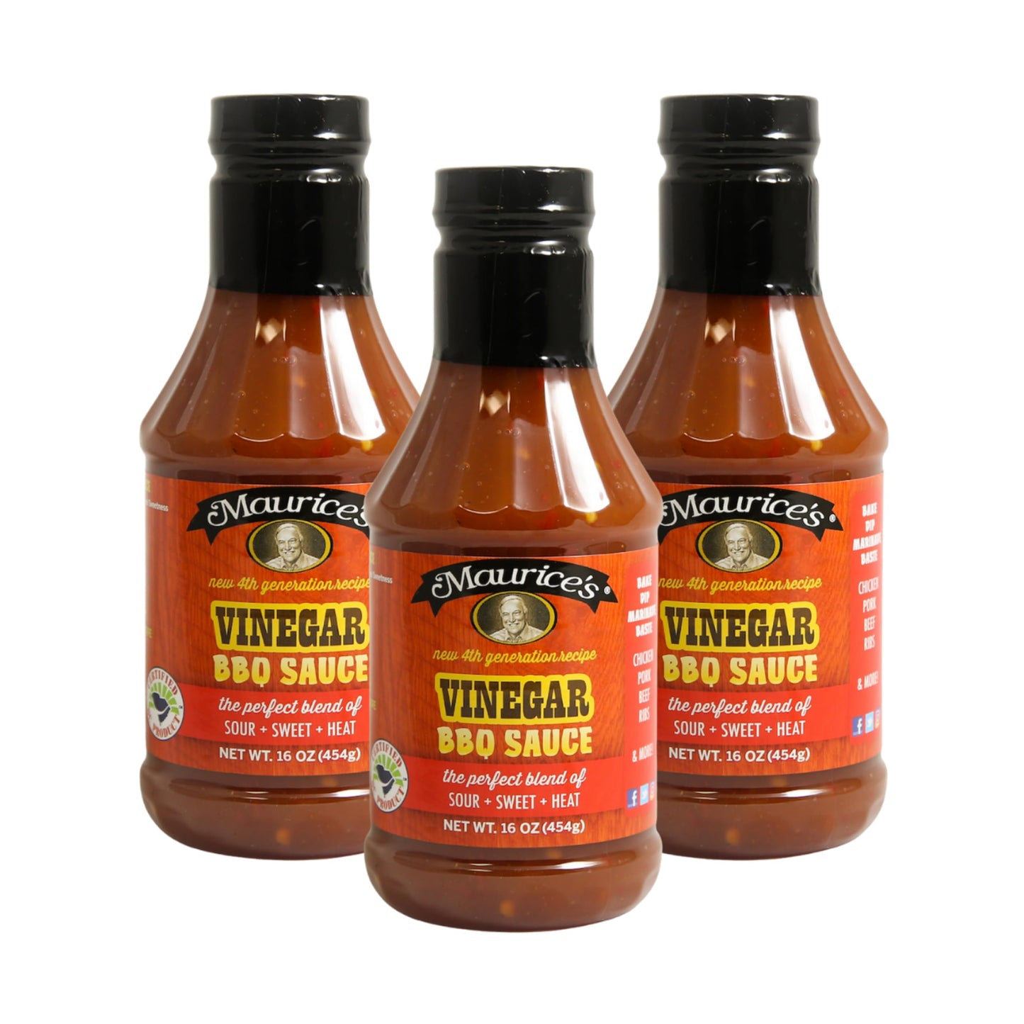 Maurice’s Gourmet Blend Vinegar BBQ Sauce - Sweet & Savoury Carolina with Smoke - Authentic Southern Carolina Barbeque Dressing- Apple Cider Vinegar