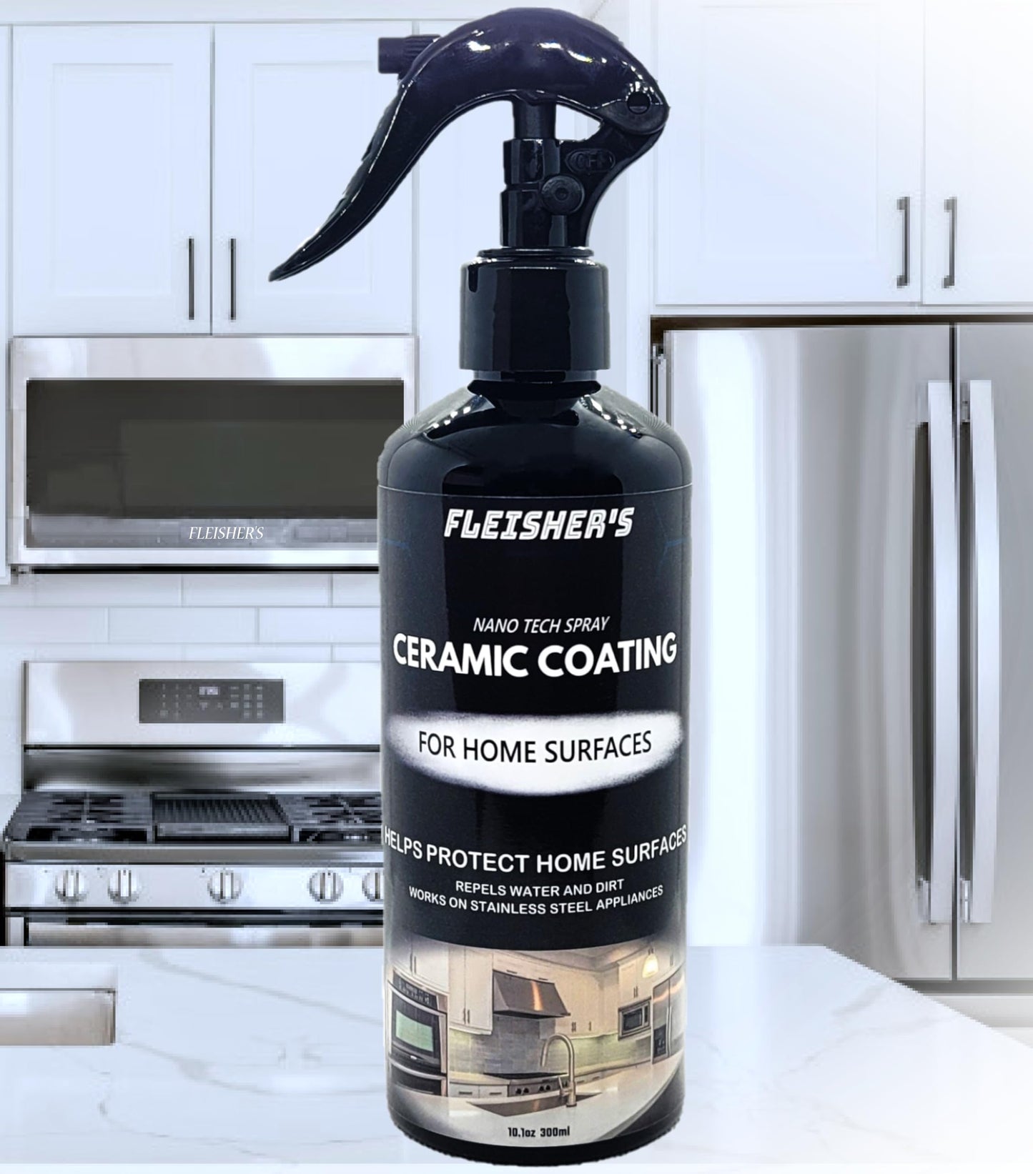 FLEISHER'S Home Ceramic Coating Spray - for Home Surfaces - Hydrophobic Nano Technology, Shine and Protect Kitchen and Bathroom Surfaces, Repel Stains