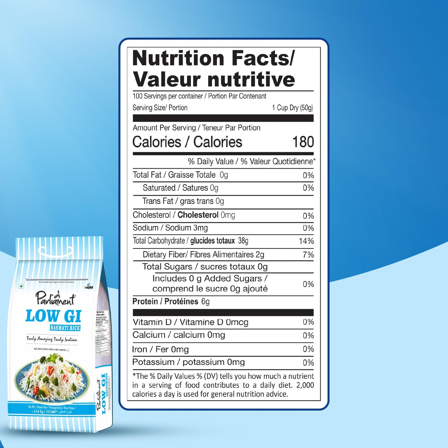 Parliament Diabetic Friendly Basmati Rice w/Lower G.I. Index Value - 10lb