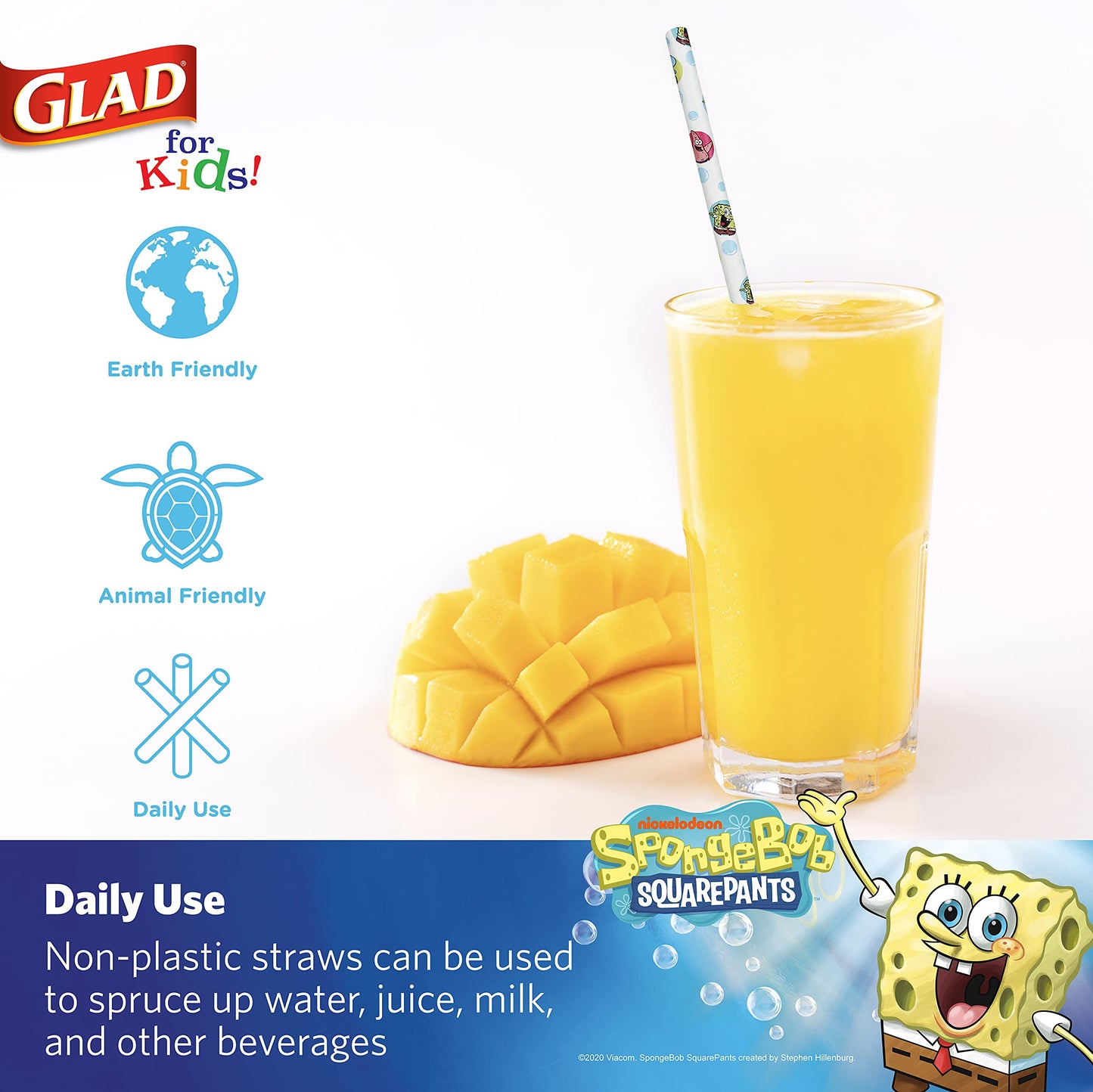 Glad for Kids SpongeBob SquarePants Paper Plates,8.5 Inches-Bubbles Plates for Kids-Heavy Duty Disposable Paper Plates for All Occasions-Kids