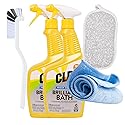 Cozy Home Luxe Bundle - 2 Pack CLR Brilliant Bath Cleaner Bundle With Microfiber Towel, Grout Brush & Scrub Sponge - 26oz CLR Bathroom Cleaner Spray