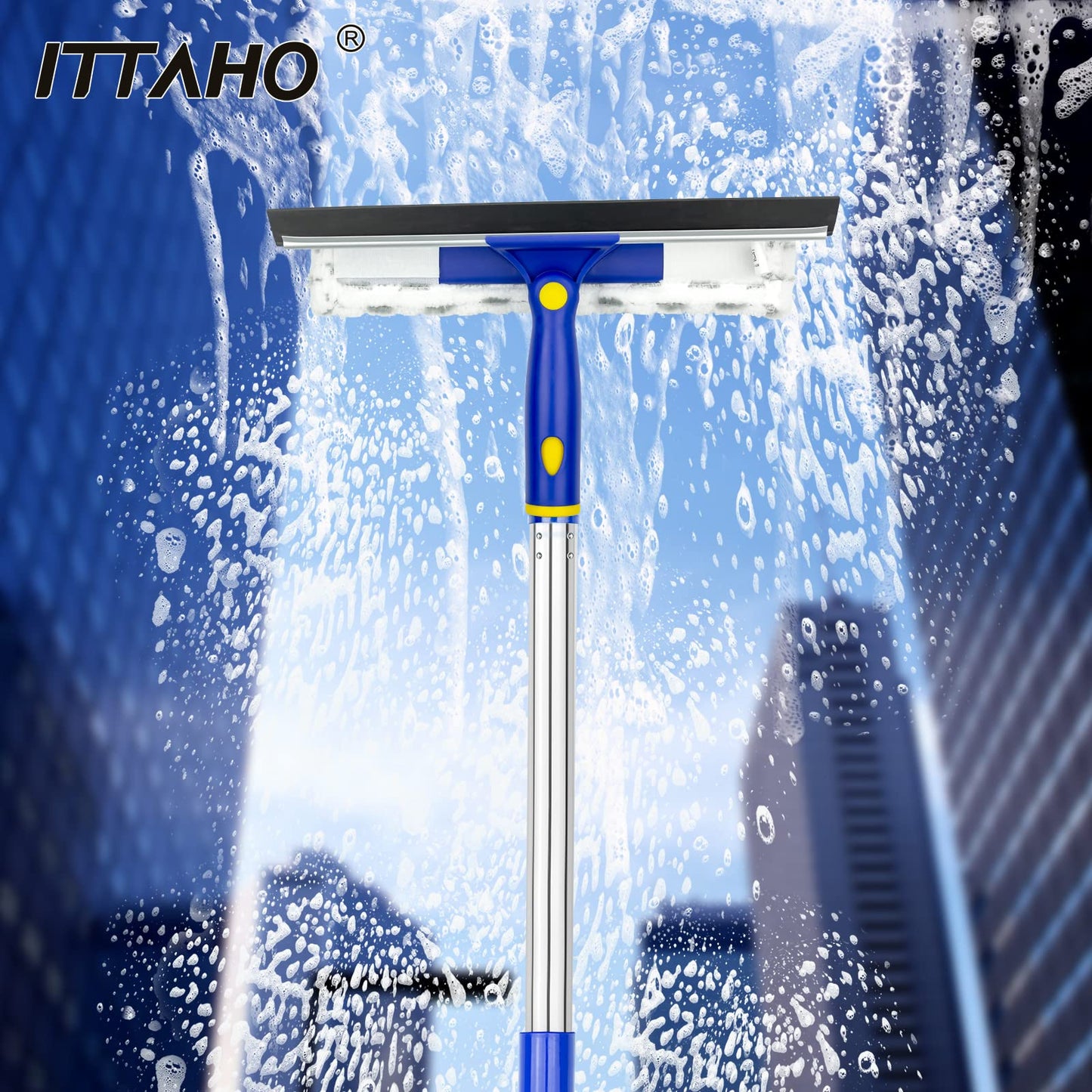 ITTAHO 3 Pack Microfiber Pads Replacements for Window Squeegee Set, Window Cleaner Kit, Professional Scrubber Refill Sleeve - 11 Inch