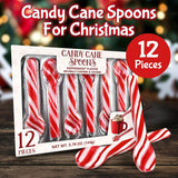 Peppermint Candy Cane Spoons Dye-Free - Pack of 12 Individually Wrapped Christmas Peppermint Flavored Hot Chocolate Spoons - Festive Holiday Treats