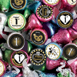 Black and Gold 1st Anniversary Kisses Stickers, 180 Count 0.75" Round Candy Labels, Chocolate Favor Stickers for 1st Wedding Anniversary Party