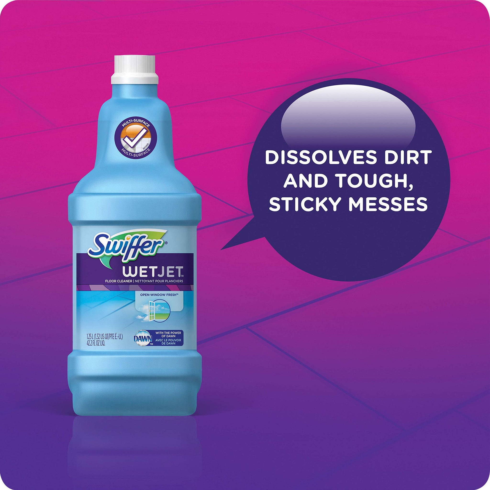 Swiffer Wetjet System Cleaning-Solution Refill, Fresh Scent, 1.25 L Bottle, 4/Carton
