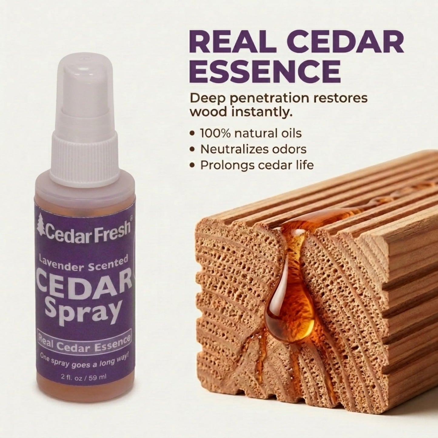 Household Essentials CedarFresh Lavender Cedar Power Spray, 2-Ounce Concentrated Essence for Blocks, Hangers, Closets, Drawers, Chests & Wardrobe