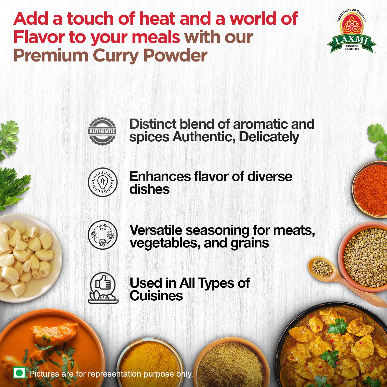 Laxmi Curry Powder 200gm (7oz) | Curry powder seasoning with a blend of spices | Non-GMO Product | For cooking and seasoning | Saves you time