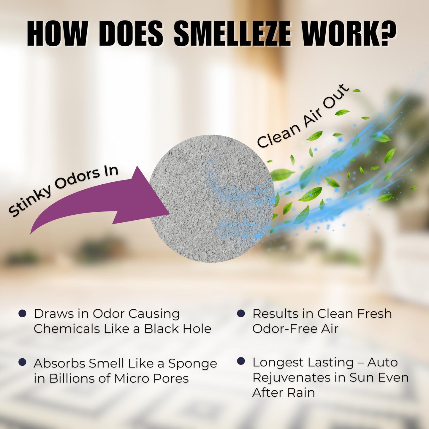 SMELLEZE Natural New Carpet Smell Deodorizer, Carpet Odor Eliminator Powder - Deodorizes All New Carpets, Rugs & Upholstery, 50 lb. Powder