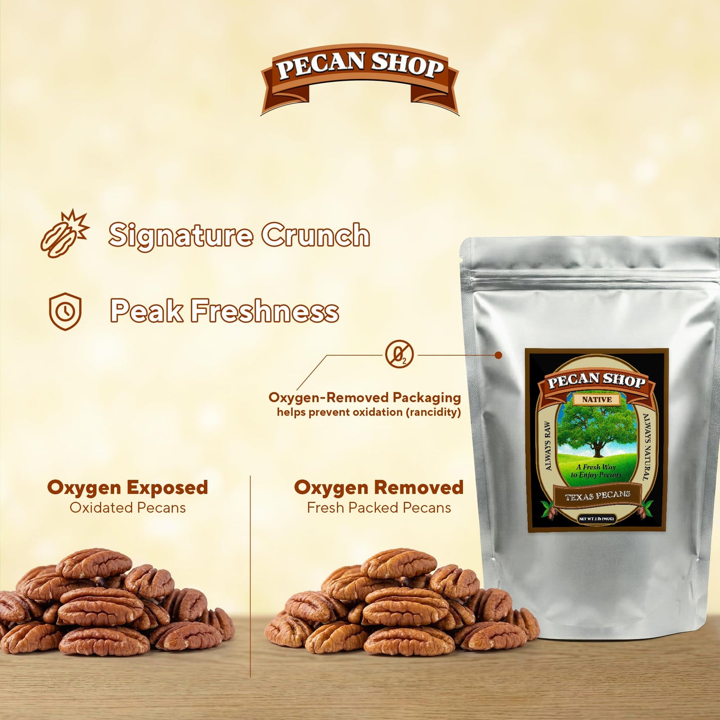 Pecan Shop Unsprayed Sprouted 12 Ounce Raw Family Recipe Crispy Sea Salt Texas Native Pecans