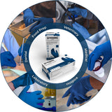 AMMEX GLOVEPLUS HD Medical Blue Latex Gloves, Box of 50, 13 mil, Size XLarge, Powder Free, Textured, Disposable, Non-Sterile, GPLHD88100-BX, Extra