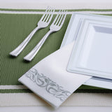 200 Pack Guest Towels Disposable Bathroom, Soft and Linen Feel Disposable Hand Towels, Decorative Bathroom Napkins for Party,Dinners, Wedding, Silver