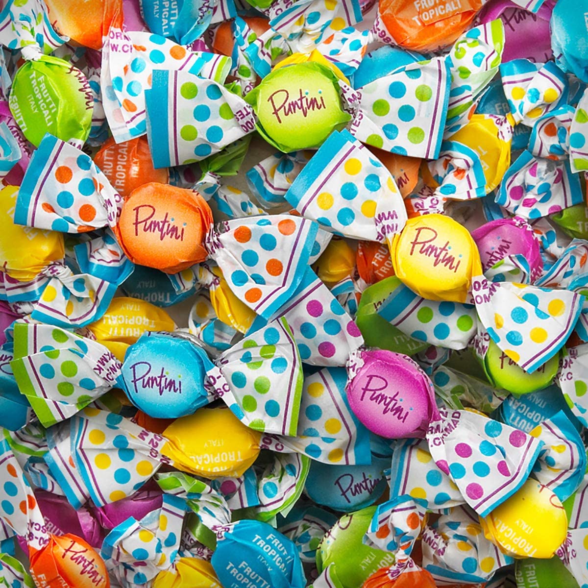 PUNTINI Frutti Tropicali Italian Gourmet Chewy Jujubes, Tropical Fruit Flavors, Individually Wrapped Vegan Candy, Gluten Free, Non-GMO, 14 oz