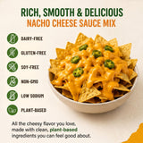 Nacholicious Vegan Nacho Cheese Sauce Mix, Dairy-Free Plant-Based Queso Powder, Gluten-Free, Soy-Free, Non-GMO, Low Sodium Cheese Alternative