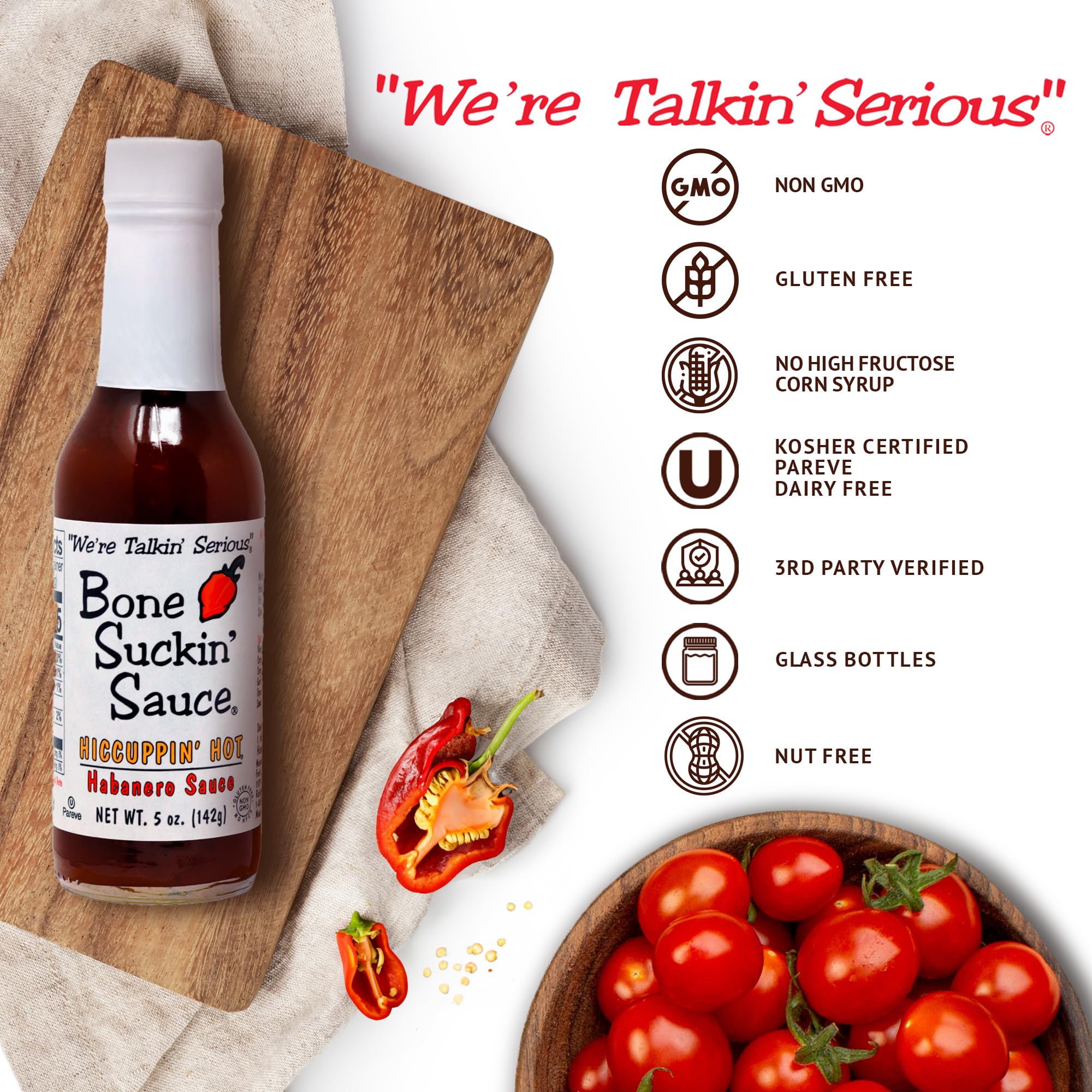 Bone Suckin' Hiccuppin' Hot Habanero Sauce - 5 oz. - Mother Nature's Habanero Heat Infusion - Perfect on All Foods
