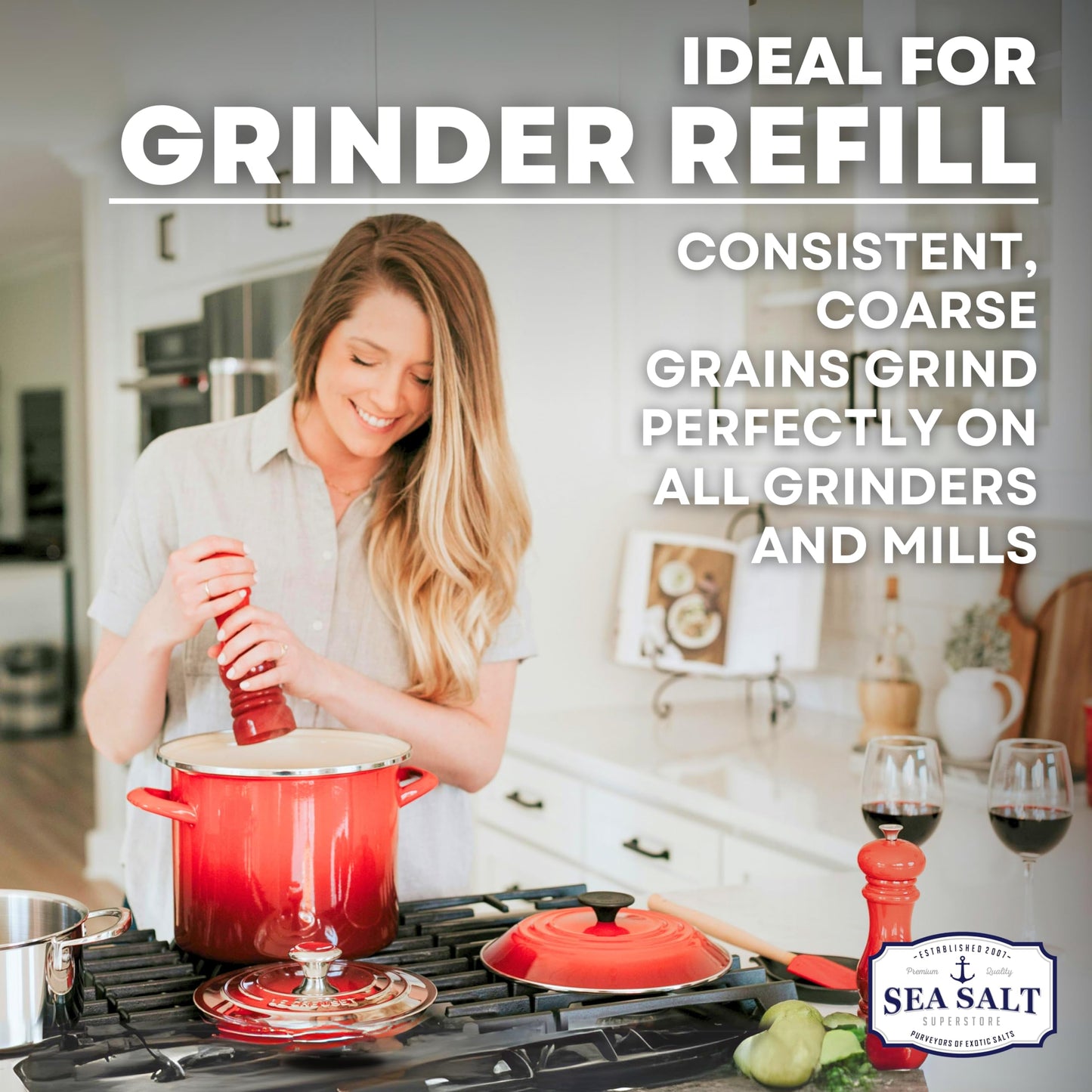 Natural Sea Salt Coarse Grain, Gluten-Free Bulk Sea Salt for Commercial Use with No Artificial Additives, 40 Pounds