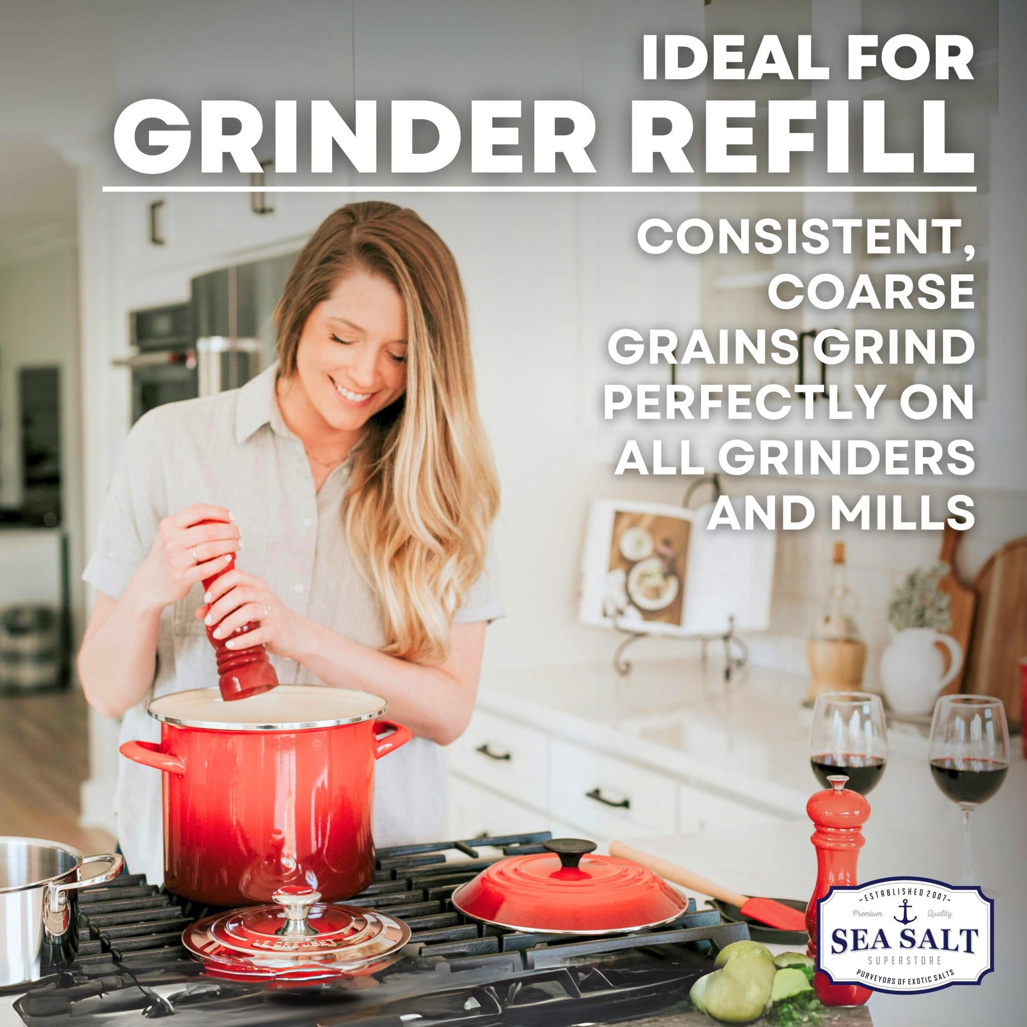 Natural Sea Salt Coarse Grain, Gluten-Free Bulk Sea Salt for Commercial Use with No Artificial Additives, 40 Pounds