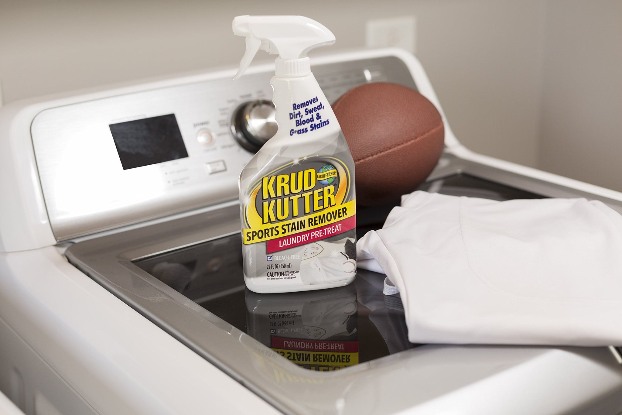 Krud Kutter Sports Stain Remover Laundry Pre Treat Spray, 22 oz, Removes Grass, Dirt and Sweat Stains from Athletic Clothing, Prewash Treatment