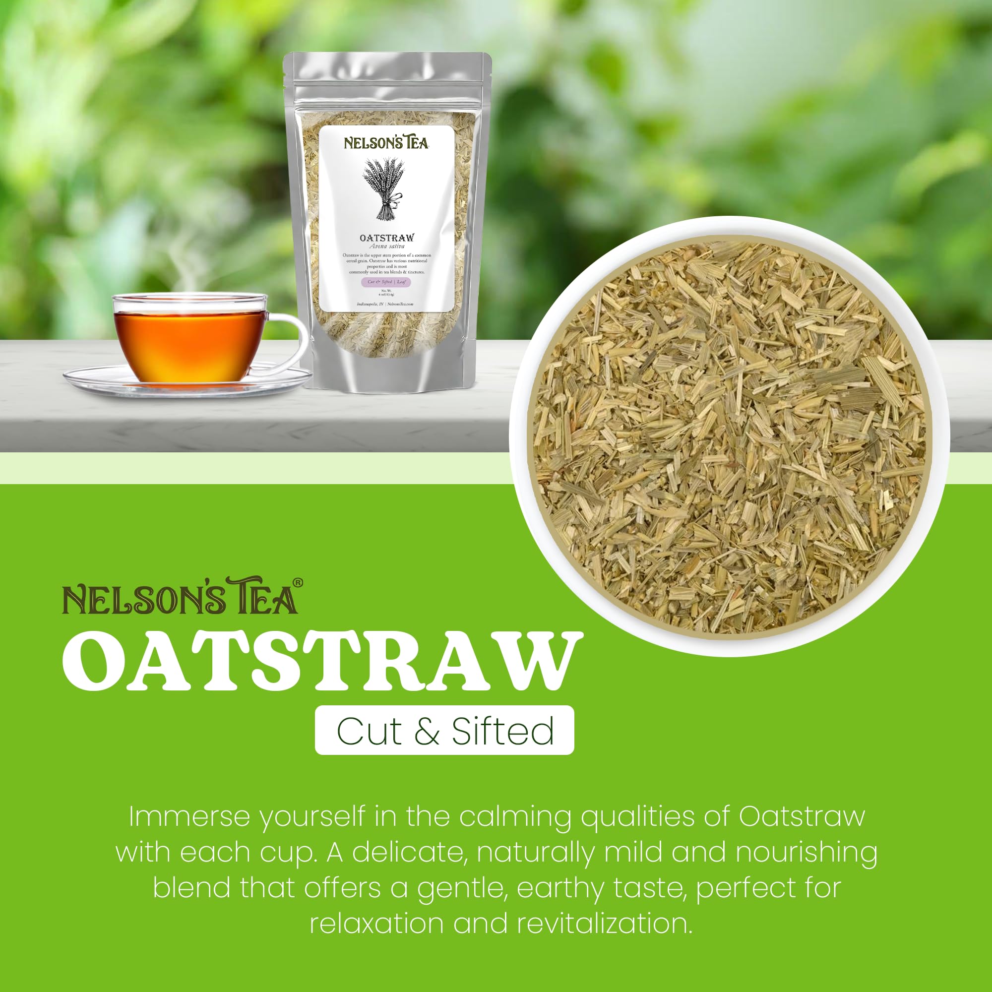 Nelson's Tea Oatstraw - Cut & Sifted Avena Sativa - Nourishing Herbal Infusion for Relaxation & Well-Being - Rich in Nutritional Properties, Perfect