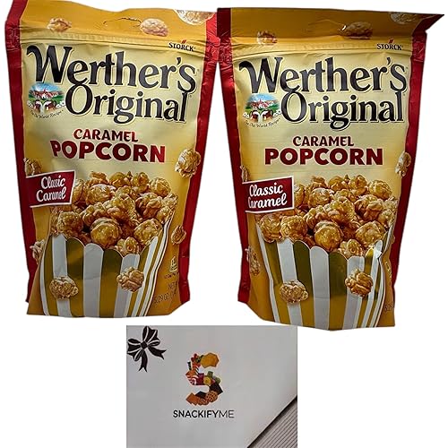 SNACKIFYME Gift Box - Original Caramel Popcorn, Classic Caramel, 2 Pack 5.29 oz Each, Resealable Gourmet Popcorn, Old World Recipe, Perfect Movie