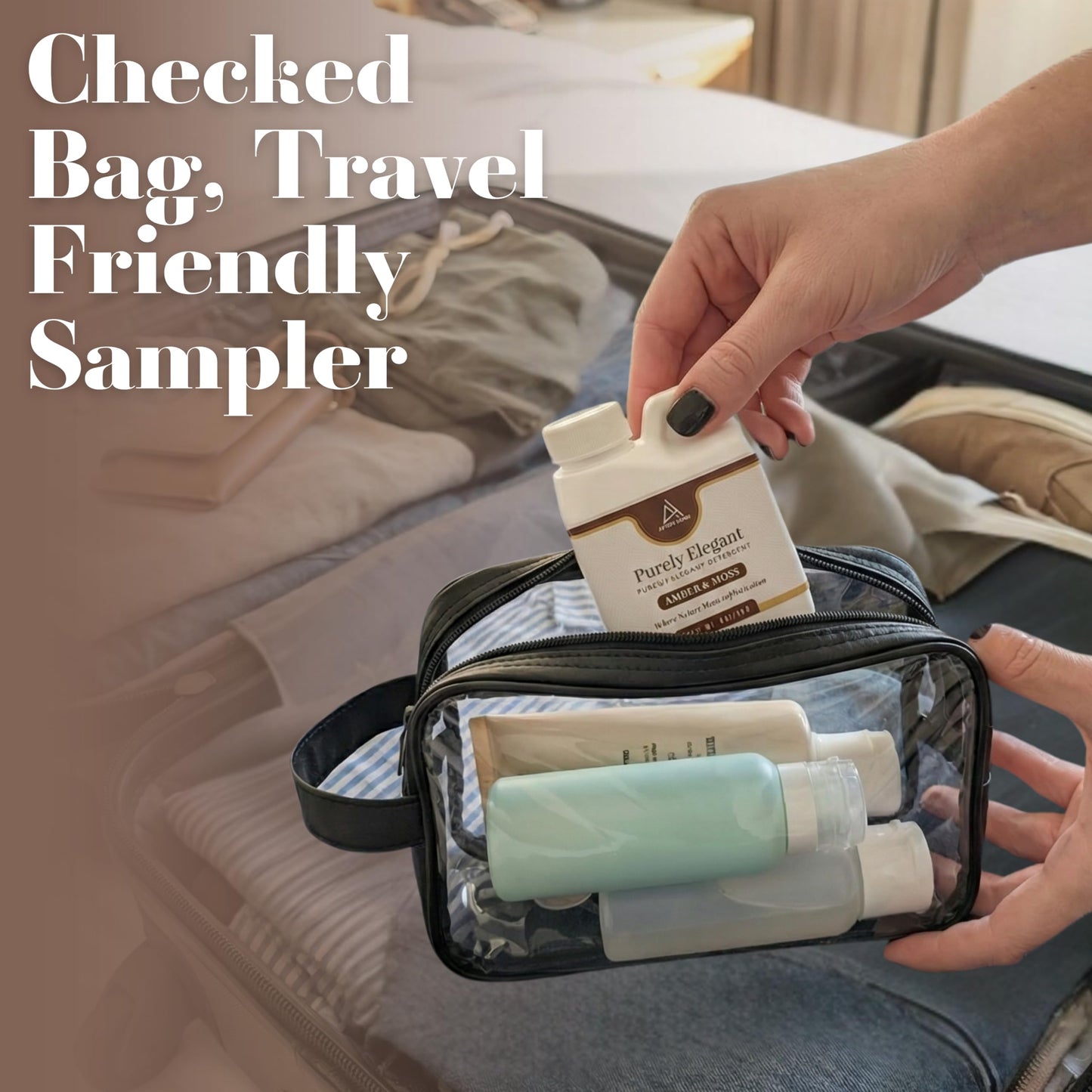 Luxury Laundry Detergent Liquid Soap Sampler 3 Pack by Purely Elegant, 4oz Travel Size Variety Set, Lavender & Chamomile, Amber & Moss, My Happy