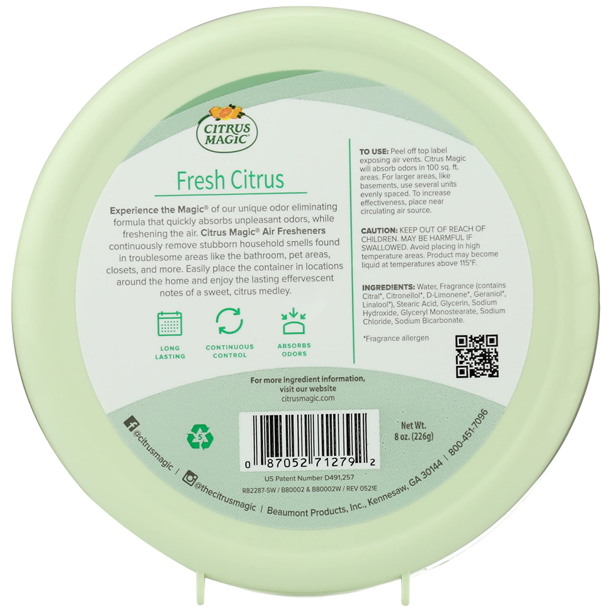 Citrus Magic Odor Absorbing Solid Air Freshener, Fresh Citrus, 8-Ounce, Pack of 1