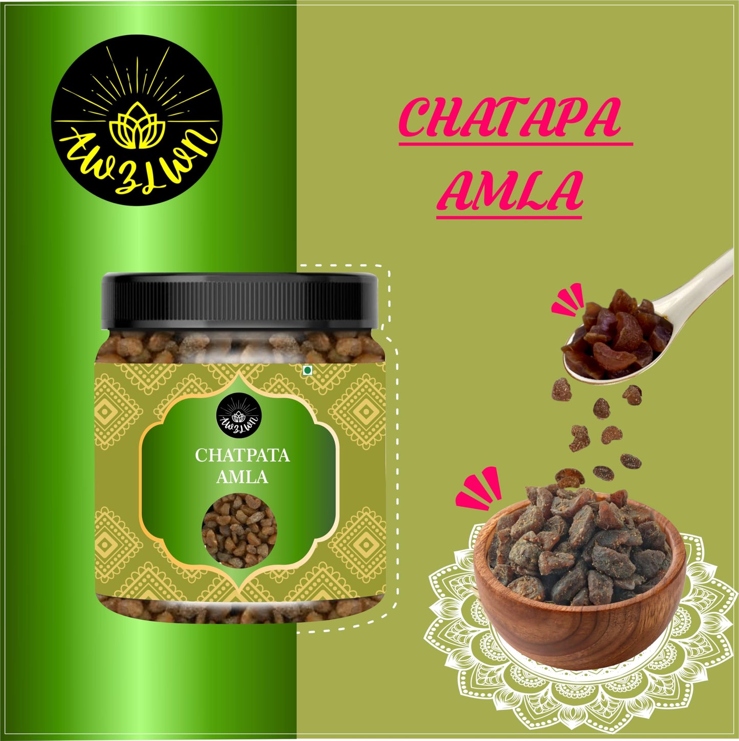 AWZLWN Natural Chatpata Amla 3.52 OZ (100 GM) | Set oF 1 | AWZLWN