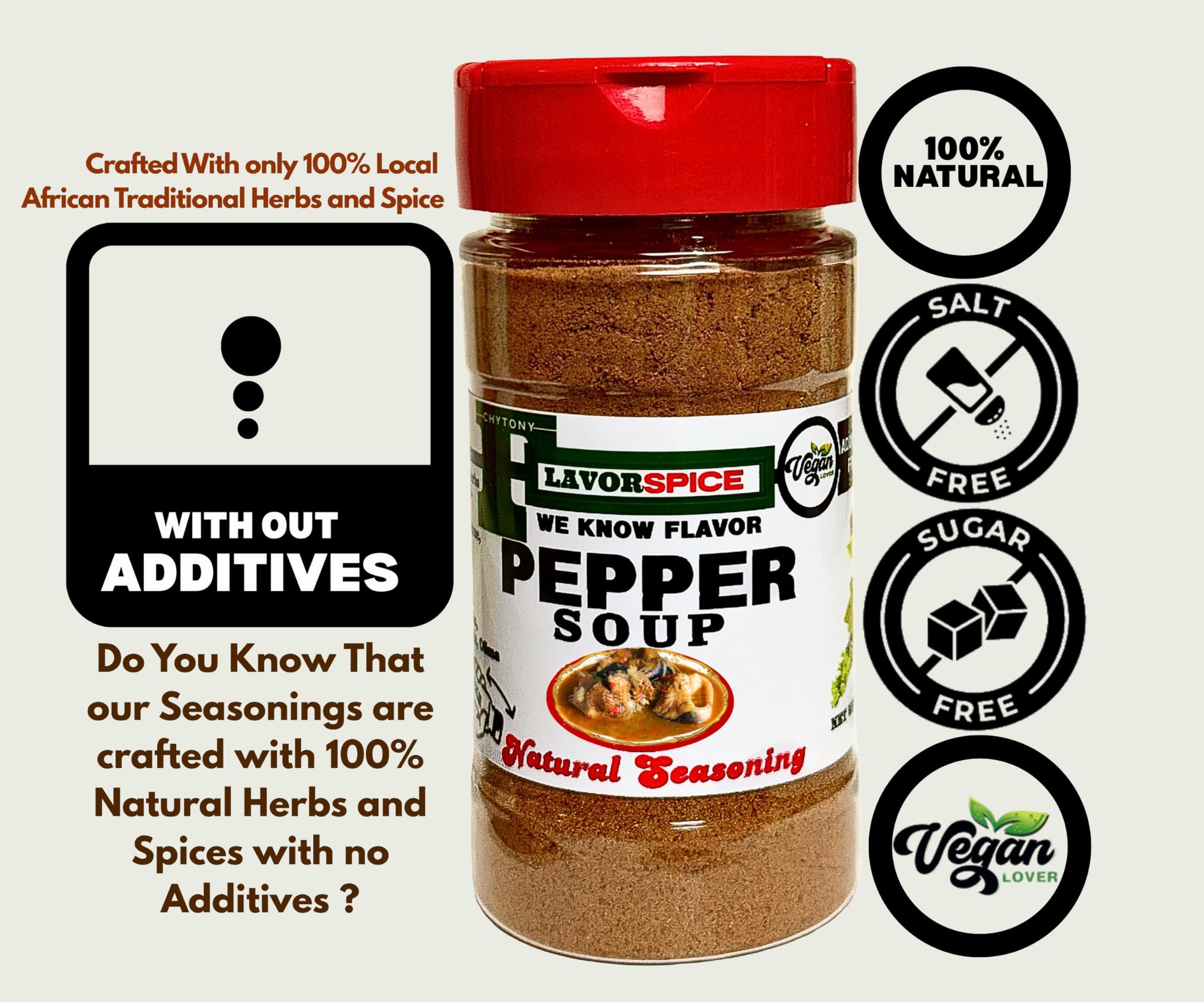 Pepper Soup Seasoning 4oz | Crafted with 100% African Premium Traditional Local Natural Herbs and Spices With No Additives, Salt Free, Sugar Free, MSG