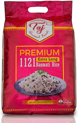 TAJ Premium 1121 Basmati Rice, Extra Long Grain Basmati Rice from India | 10lbs