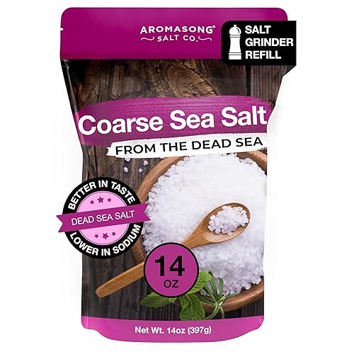 Aromasong Coarse Sea Salt for Grinder Refill - Dead Sea Salt in Resealable Bag - Pure & Natural Sun Dried, Unrefined, Gluten Free, For Daily Cooking