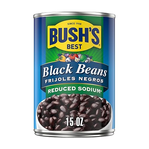 Bush's Best Reduced Sodium Black Beans, Source Of Plant Based Protein And Fiber, Low Fat, Gluten Free, 16 oz