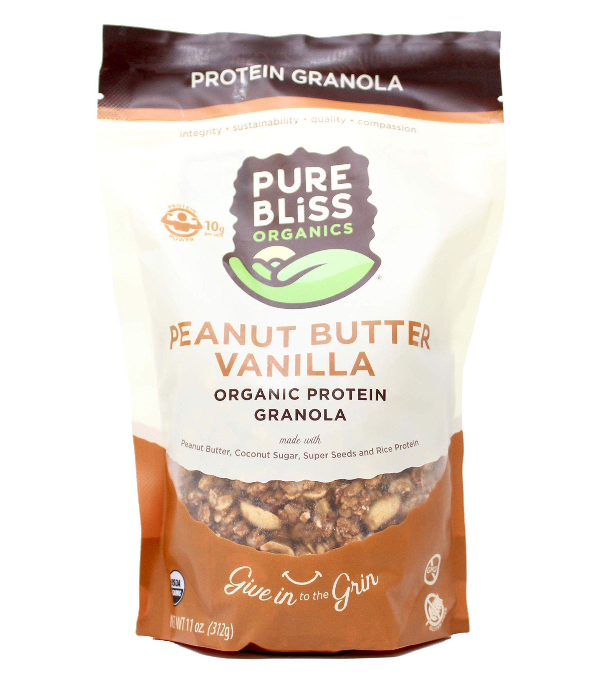 Pure Bliss Organics, Peanut Butter Vanilla Organic Protein Granola Pouch, 11 oz
