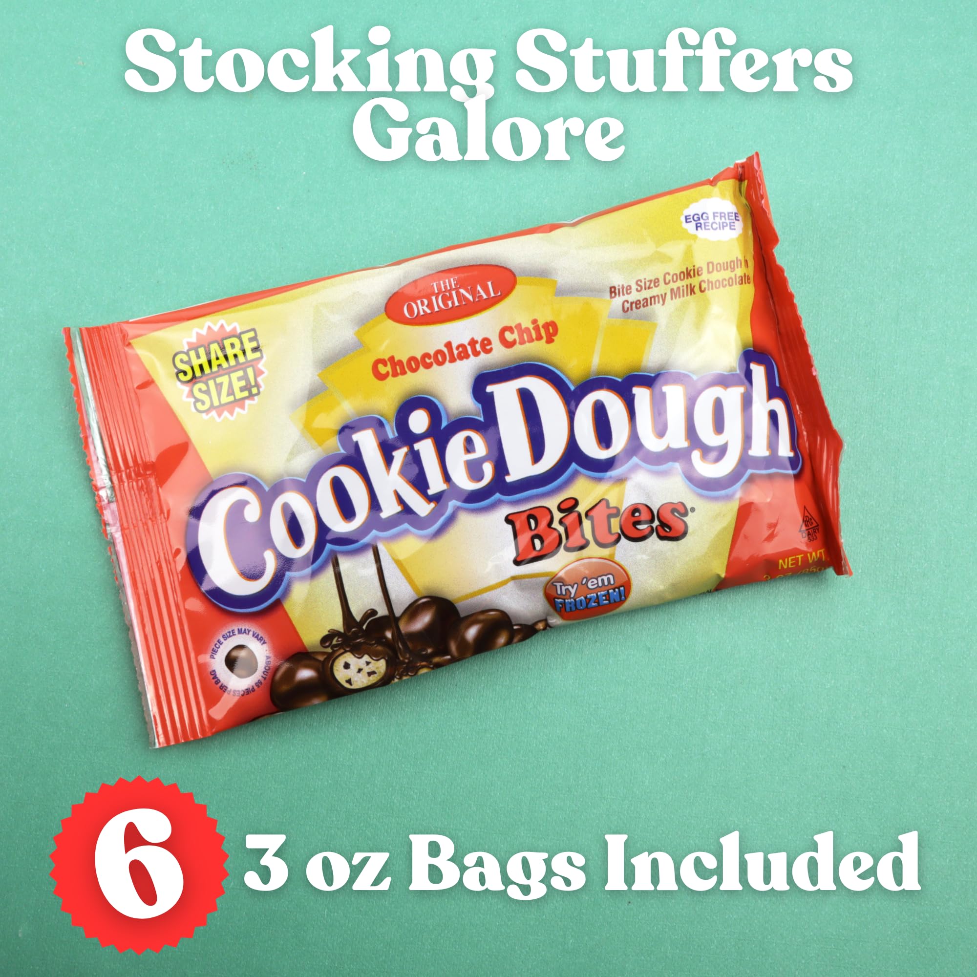 Gigantic Cookie Dough Bites Gift Box, Chocolate Chip Flavored, Over 1 Pound, Novelty Gift