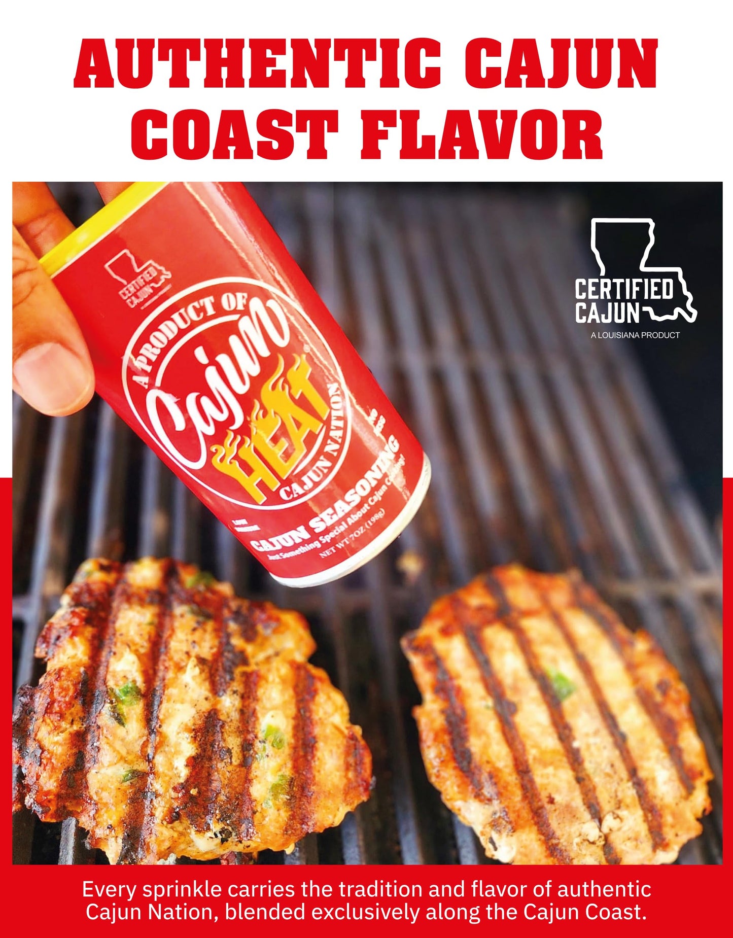 Cajun Nation Low Sodium Cajun Seasoning 7oz Can- Louisiana Certified Cajun- No MSG, Gluten Free- Spicy Cajun Heat Seasoning for Chicken, Seafood