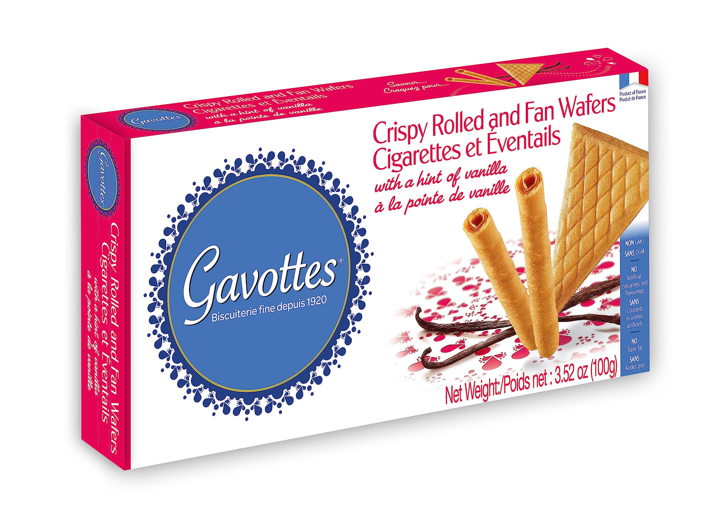 Gavottes Ice Cream Wafer Cookies 100g - Wafer Rolls & Fan Wafers | 20 French Gaufrettes | Crisp & Crunchy Wafer Thins, Made in France by Gavottes