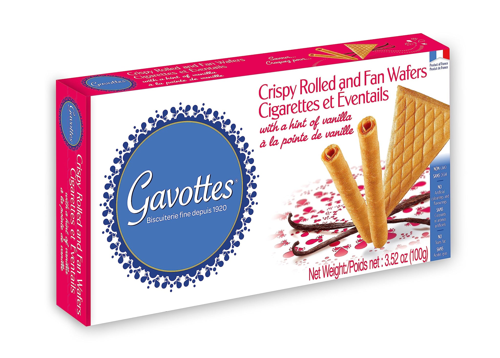 Gavottes Ice Cream Wafer Cookies 100g - Wafer Rolls & Fan Wafers | 20 French Gaufrettes | Crisp & Crunchy Wafer Thins, Made in France by Gavottes