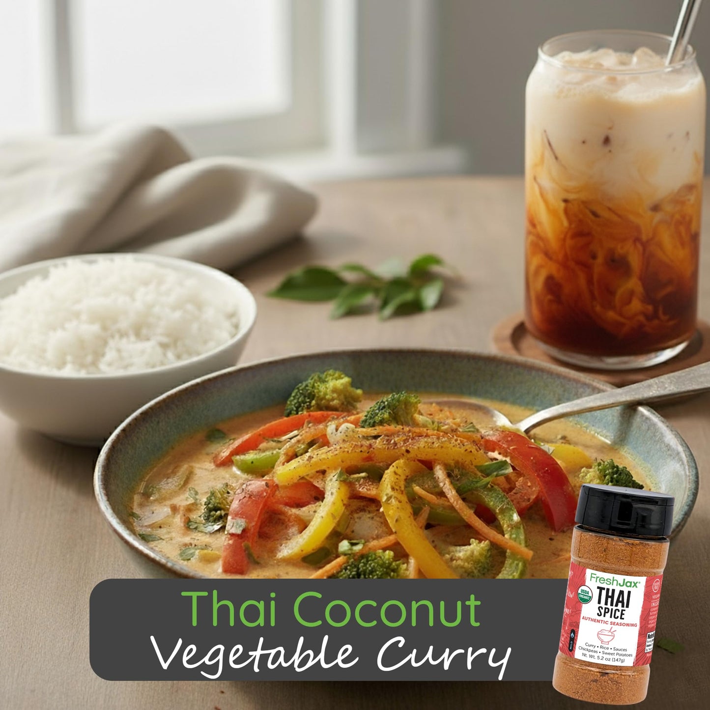 Organic Thai Spice Blend, FreshJax Curry Powder Stir-Fry Seasoning 5.2oz