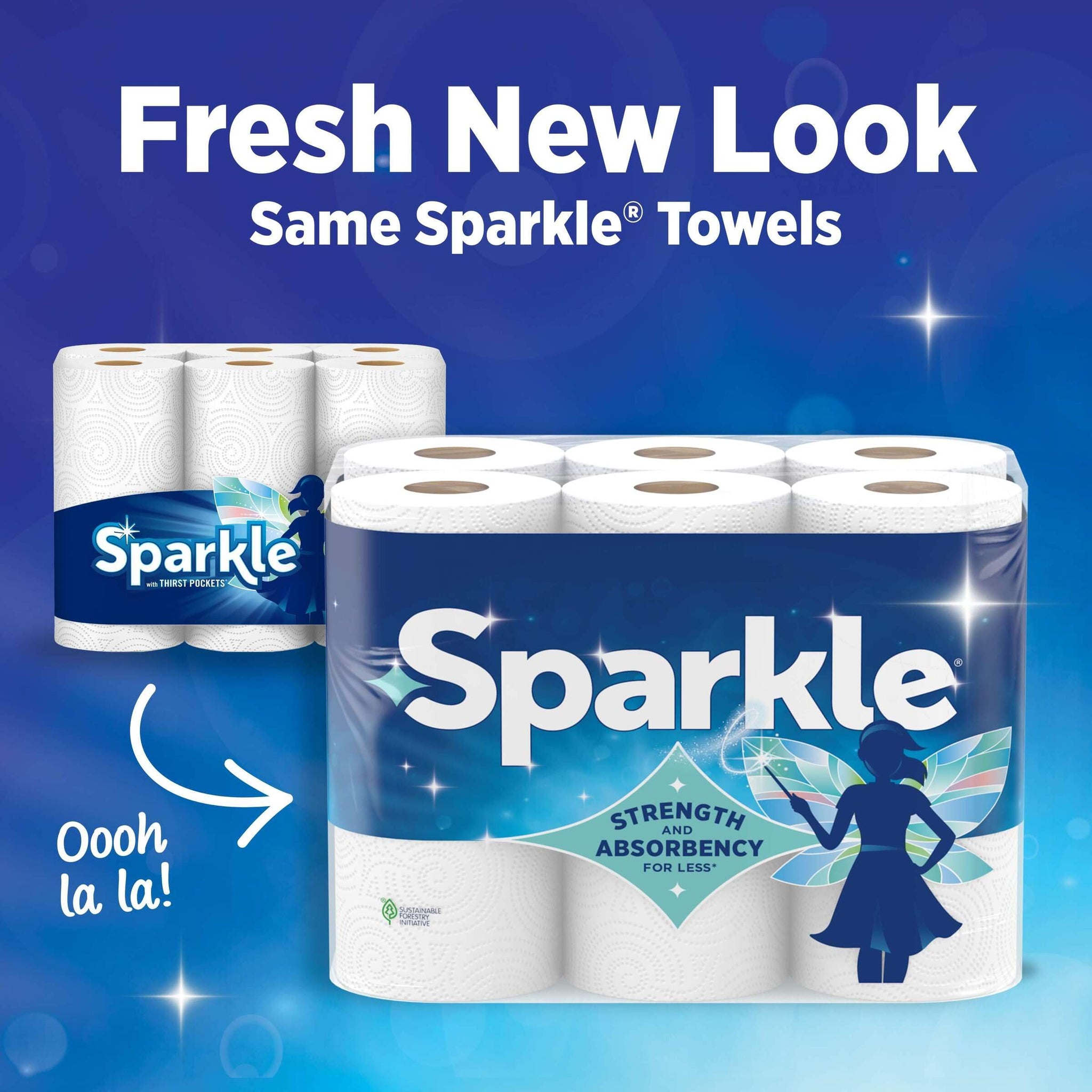 Sparkle Pick-A-Size Paper Towels, Spirited Print Design, 6 Double Rolls (660 Sheets Total) - Strong 2-Ply Towels for Kitchen Cleanup and Everyday