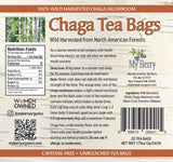Chaga Tea Bags by My Berry | 100% Canadian Wild-Harvested- NEVER Siberian | 100% Additive-Free Caffeine-Free Herbal Tea | 25 Bleach-Free Bags