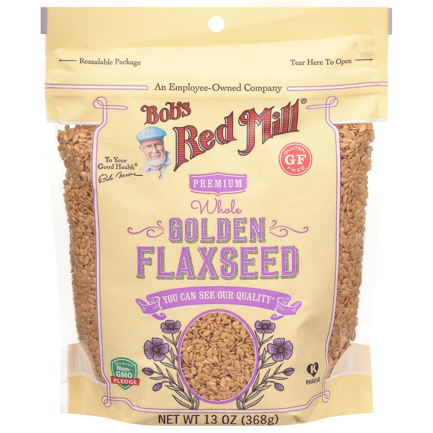 Bob's Red Mill Golden Flaxseeds, 13oz (Pack of 1) - Non GMO, Vegan, Paleo Friendly, Raw, Sproutable, Kosher
