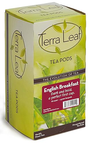 Baronet Coffee Terra Leaf English Breakfast Tea Pods - 3 Boxes of 18 Single Serve Coffee Pods - 54 Count, 4 Grams - Individually Wrapped for Freshness