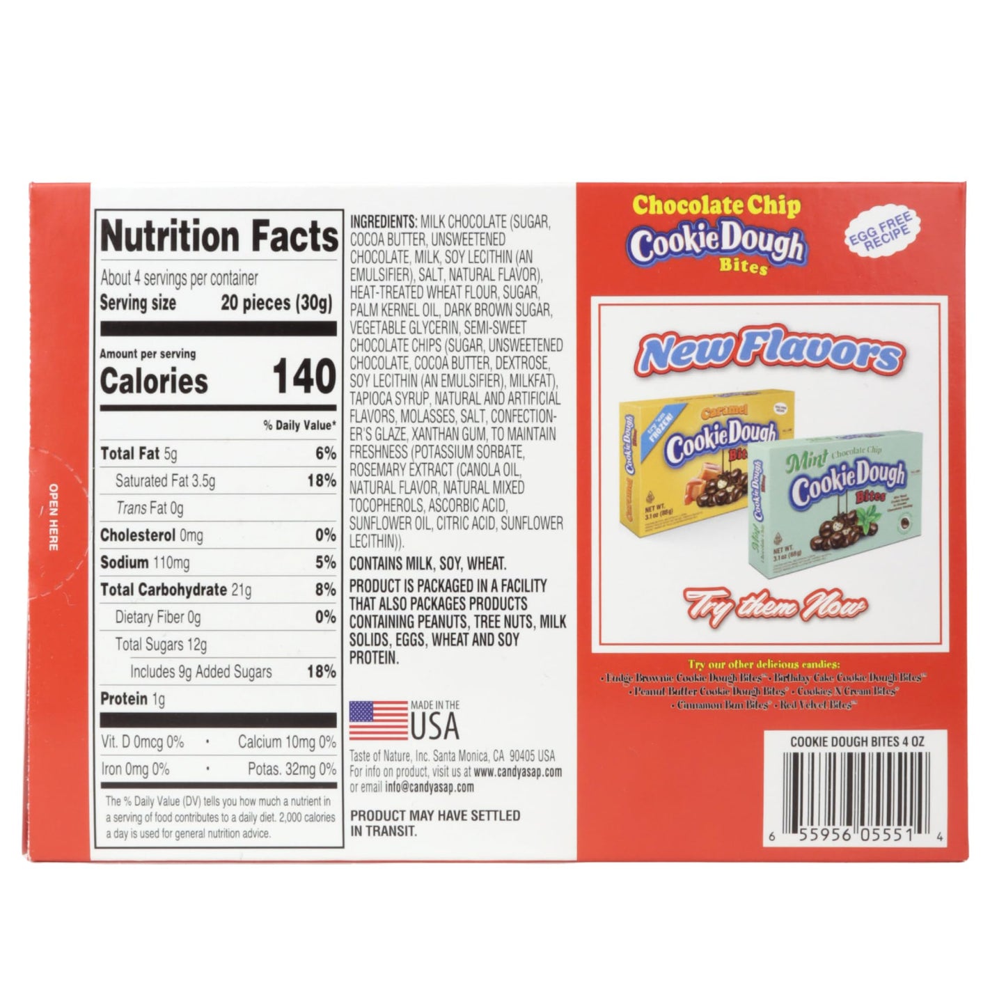 Edible Chocolate Chip Cookie Dough Bites, Movie Theater and Dessert Topper Candy, 4 Ounces (Pack of 3)