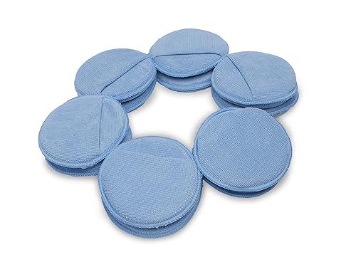 LTWHOME Blue Microfiber Wax Polish Applicator Cleaning Detailing Foam Sponge Pad with Finger Pocket for Cars Part Number CWABH(Pack of 12)