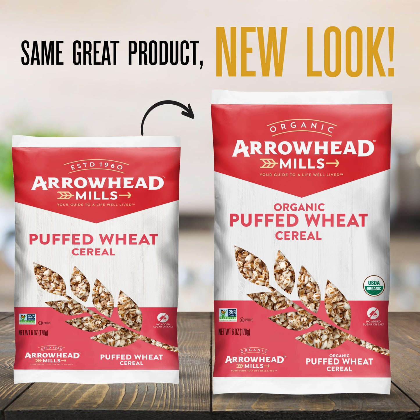 Arrowhead Mills Cereal, Puffed Wheat, 6 oz. Bag (Pack of 4)