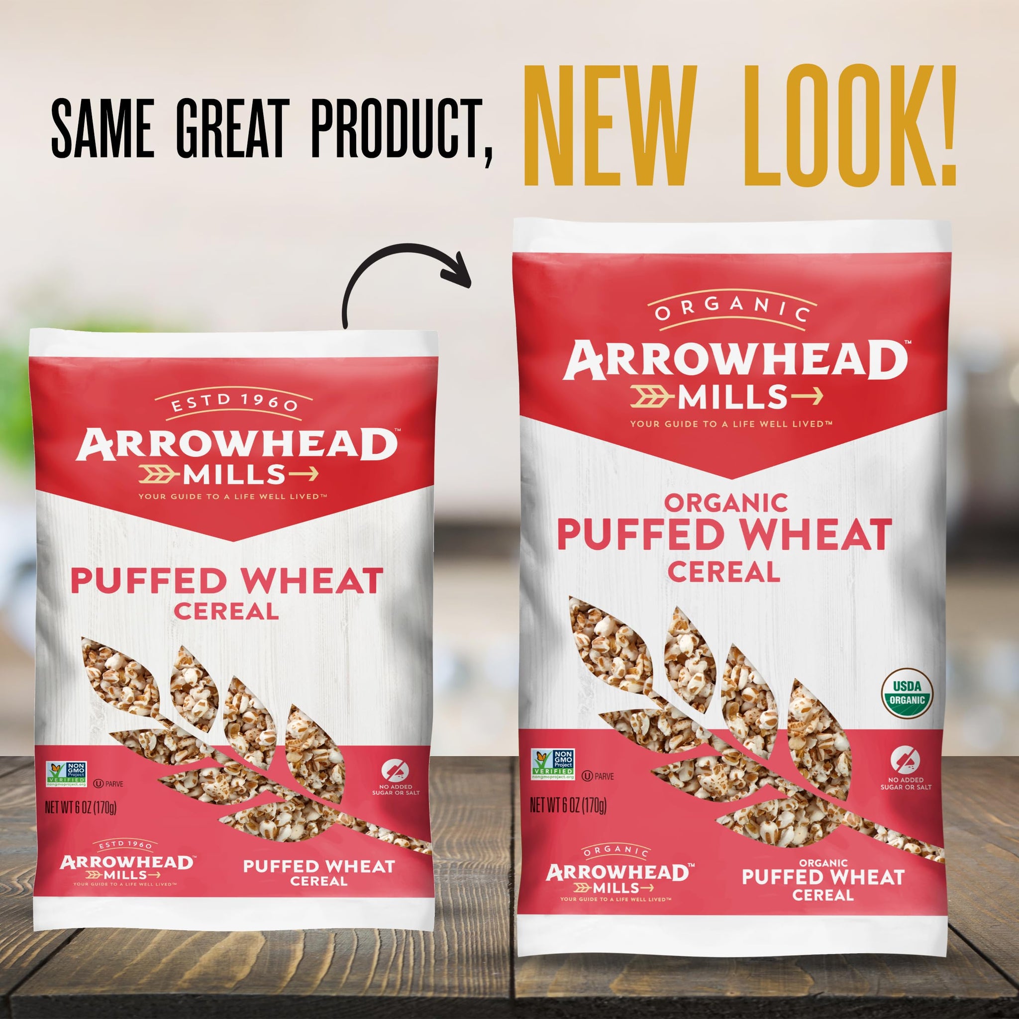 Arrowhead Mills Cereal, Puffed Wheat, 6 oz. Bag (Pack of 4)