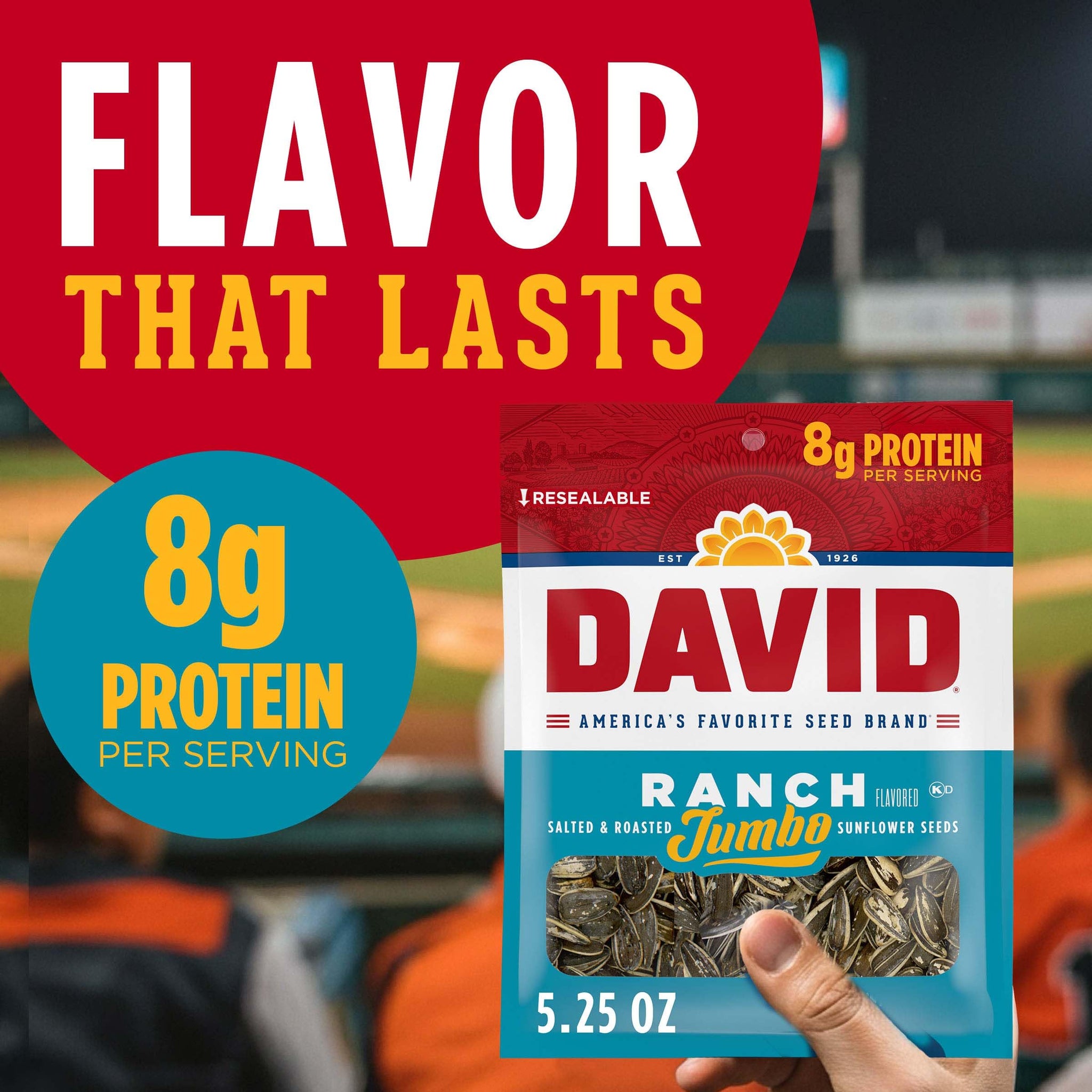 DAVID Jumbo Sunflower Seeds, Ranch Flavor, 5.25 oz.