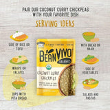 BeanVIVO (Pack of 12) Organics 14g Plant based Protein Coconut Curry Chickpeas - Good Source of Fiber - Nutritious & Microwave Meal - Gluten-Free