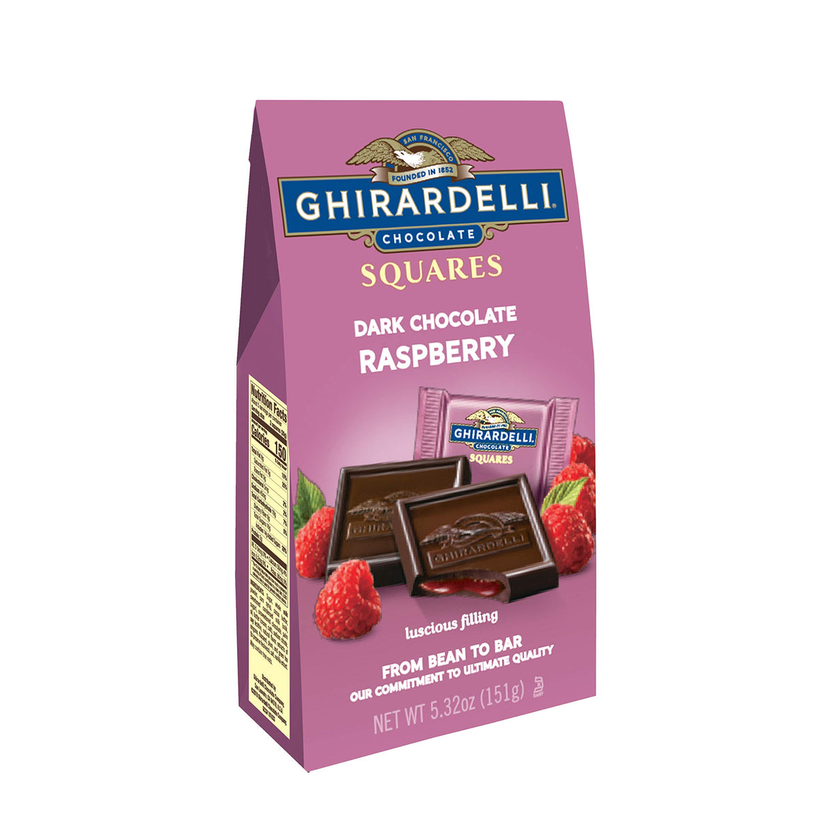 Ghirardelli Dark Chocolate Candy Squares with Raspberry Filling 6.38 Oz. (Pack of 2)