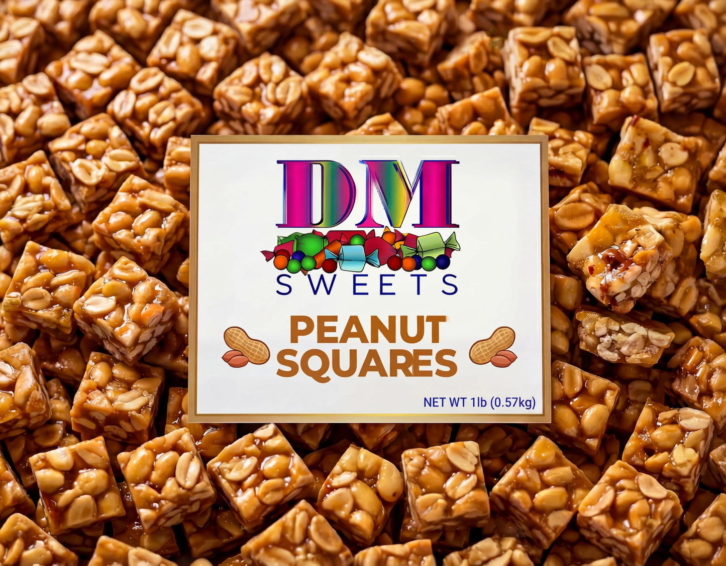 Old?Fashioned Peanut Squares - 1 lb Resealable Bag - Crunchy Bites Made with Roasted Peanuts - Classic Retro Treat for Snacking, Candy Dishes & Gifts