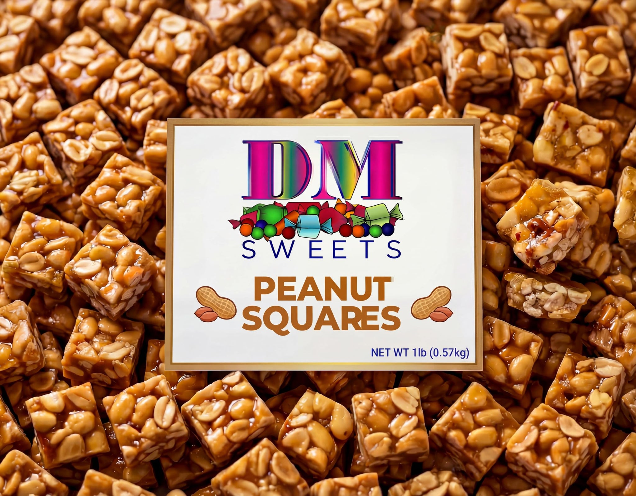 Old?Fashioned Peanut Squares - 1 lb Resealable Bag - Crunchy Bites Made with Roasted Peanuts - Classic Retro Treat for Snacking, Candy Dishes & Gifts